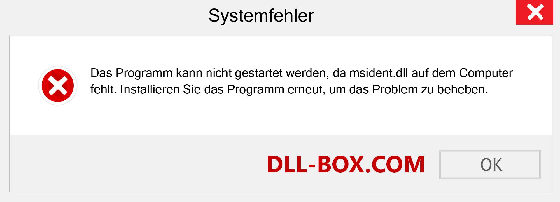 msident.dll-Datei fehlt?. Download für Windows 7, 8, 10 - Fix msident dll Missing Error unter Windows, Fotos, Bildern