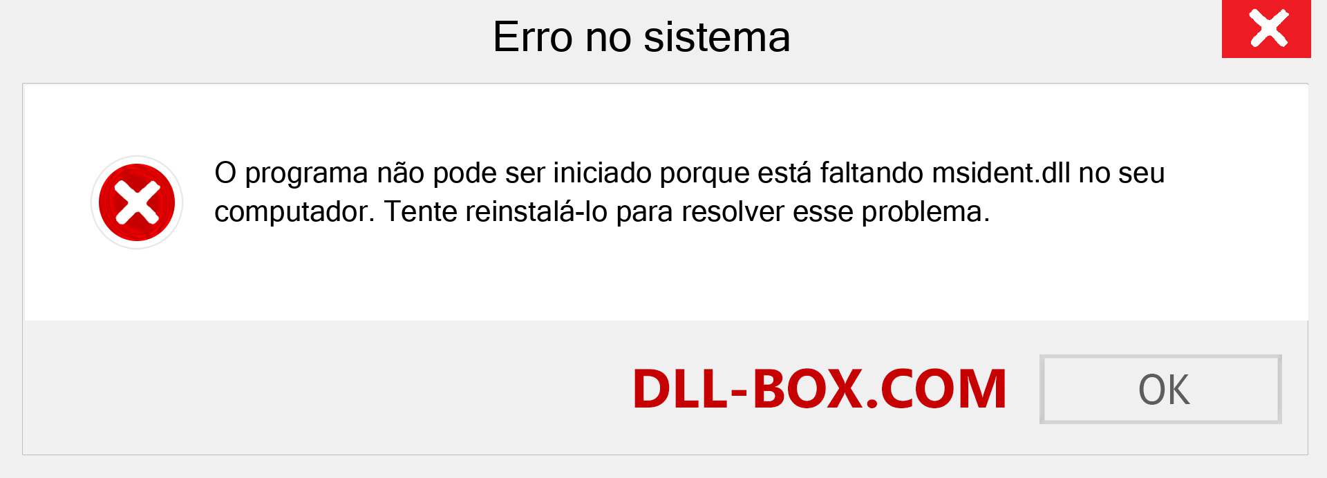 Arquivo msident.dll ausente ?. Download para Windows 7, 8, 10 - Correção de erro ausente msident dll no Windows, fotos, imagens